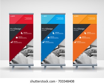 roll up business banner vertical template vector design