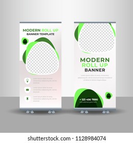 Roll up business brochure flyer banner design vertical template vector, cover presentation abstract geometric background, modern publication x-banner and flag-banner, layout in rectangle size.