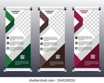 roll up business brochure flyer banner design vertical template vector, cover presentation abstract background, modern publication and flag-banner.