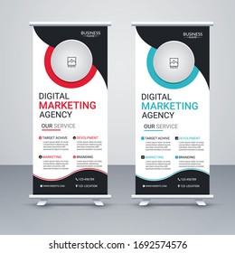 Roll up business brochure flyer banner design vertical template vector.