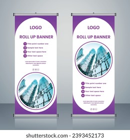 Roll up business brochure flyer banner design (Purple color) vertical template vector, cover presentation abstract geometric background, modern publication, flag banner.