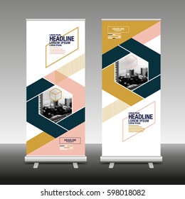 roll up business brochure flyer banner design vertical template vector. abstract geometric background. x-stand , x-banner and flag-banner.