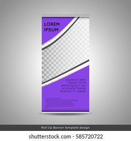 Roll up business or educational banner template vector design. Stock vector.