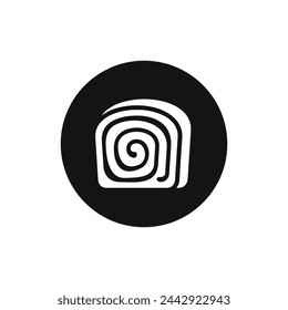 Roll cake black and white vector icon