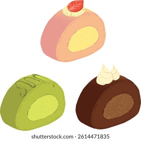 roll cake with different flavors