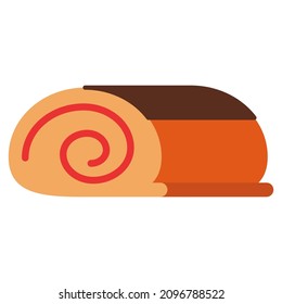 roll cake flat clipart vector illustration