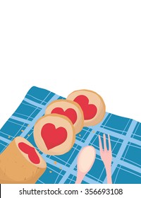 Roll cake with heart stuff