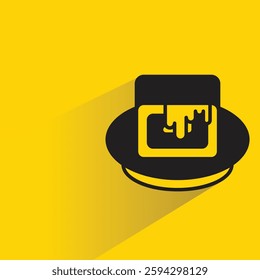 roll cake icon with drop shadow on yellow background