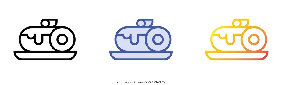 roll cake icon. Linear, Blue Fill and Gradient Style Design Isolated On White Background