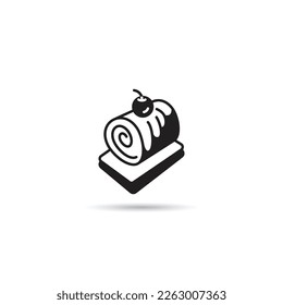 roll cake icon on white background