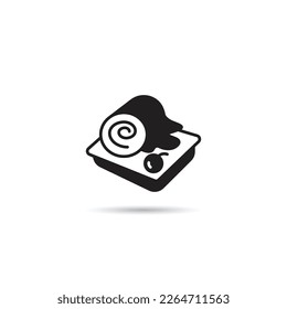 roll cake icon on white background