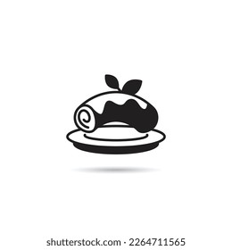 roll cake icon on white background
