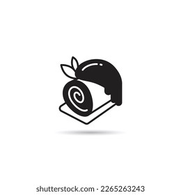 roll cake icon on white background