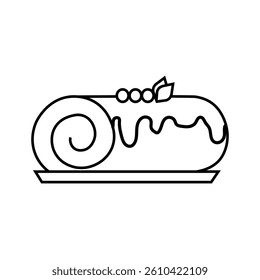 roll cake icon on white background