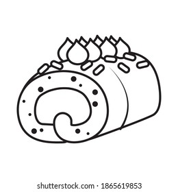 roll cake icon over white background, line style, vector illustration