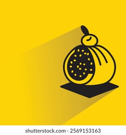 roll cake icon with shadow on yellow background