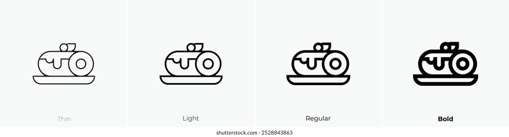 roll cake icon. Thin, Light Regular And Bold style design isolated on white background