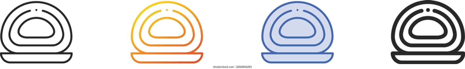 roll cake icon.Thin Linear, Gradient, Blue Stroke and bold Style Design Isolated On White Background