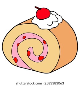 roll cake illustration hand drawn isolated vector
