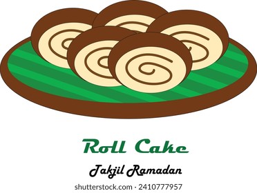 Ilustración del vector alimentario indonesio Roll Cake