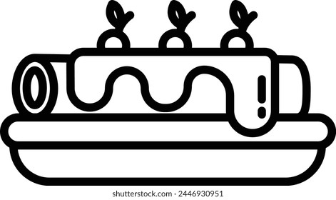 Roll cake outline vector illustration