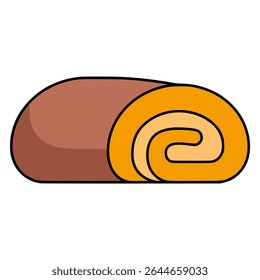 roll cake snack food sweet tasty flat color vector illustration template design