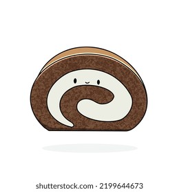 roll cake sticker icon vector design element hand drawn