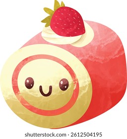 roll cake and sweet,  vector illustration dessert, Illustration vector graphic design of various Cake roll from fruit cake,  swiss roll cake on white for banner