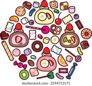 Roll cake and sweets collection