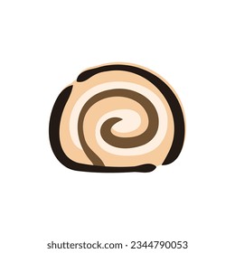 Roll cake - Sweets and cake illustration (Hand-drawn line, colored version)