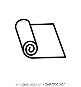 Roll of camping or fitness carpet icon vector illustration. yoga mat Line Icon. Carpet roll icon. Foil paper or plastic wrap roll vector symbol. Fitness yoga mat sign and textile rug symbol 