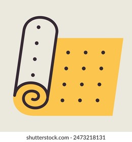 Roll of camping or fitness carpet vector icon. Yoga floor mat sign. Graph symbol for fitness and weight loss web site and apps design, logo, app, UI