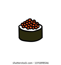 roll with caviar doodle icon