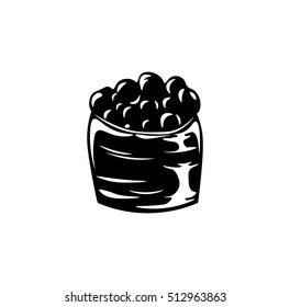 Roll with Caviar. Sushi Menu. Japanese Cuisine. Vector Illustration