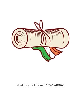 roll certificate with indian flag isolated