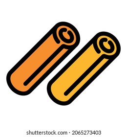 Roll cinnamon sticks icon. Outline roll cinnamon sticks vector icon color flat isolated