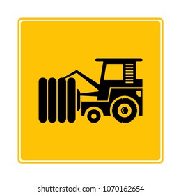 roll compactor icon in yellow background