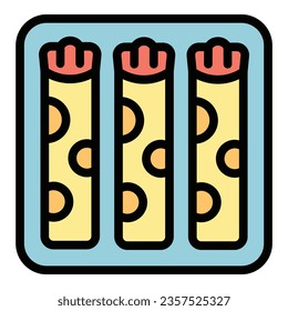 Roll cuisine icon outline vector. Spring food. Chinese meal color flat