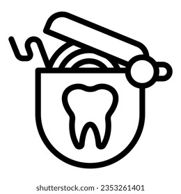 Roll of dental floss line icon, Hygiene routine concept, floss to clean teeth sign on white background, dental floss icon in outline style mobile concept web design. Vector graphics.