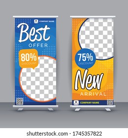 Roll up design for Sale  banner. presentation modern publication x-banner and flag-banner, layout in rectangle size. Illustrator vector designing vertical template