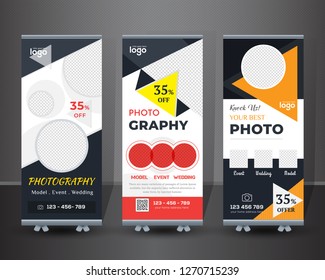 Roll Up Design Set. Standee Design.Roll Up Banner Template. Vector illustration - Vector
