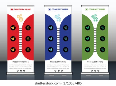Roll up design template vector, abstract background, modern x-banner, rectangle size.
