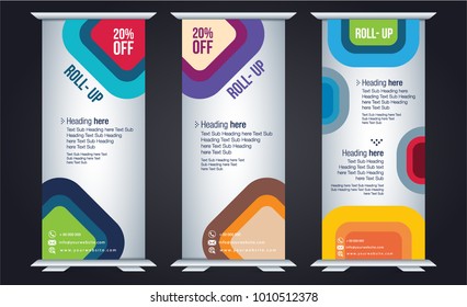 Roll up design, vertical template for corporate business, easy to convert into brochure, flyer, banner, presentation, x-banner and flag-banner, modern layout.