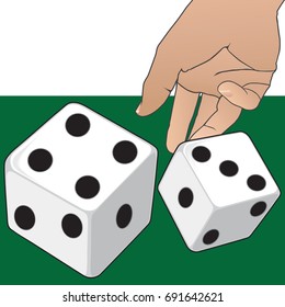 A Roll of the Dice onto a green surface