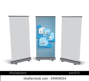 Roll up display banner, vector
