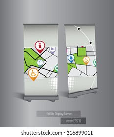 Roll up display banner, vector 