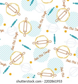 Roll the Dough Vector Art Abstract Baking Seamless Pattern can be use for background and apparel design