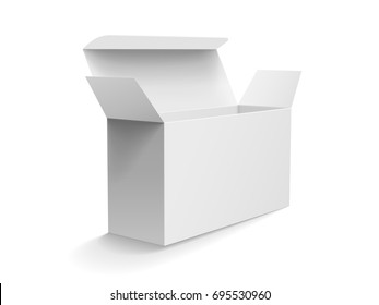 Roll end tuck front box mockup, blank paper box template design in 3d illustration on white background