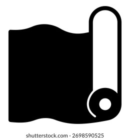 Rolo de tecido pano ícone sólido, conceito de tema de costura. Gráficos vetoriais. Rolo de amostra, sinal têxtil no fundo branco, ícone de estilo de glifo para design móvel ou web