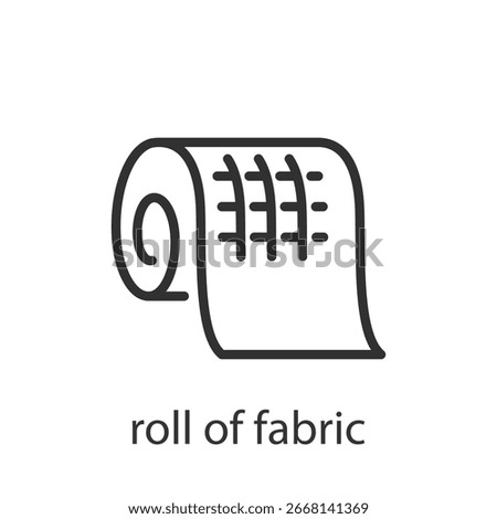 Roll of fabric, linear icon. Textile material for tailoring. Line with editable stroke.